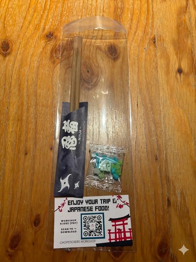 Souvenir set including chopsticks and konpeito candy