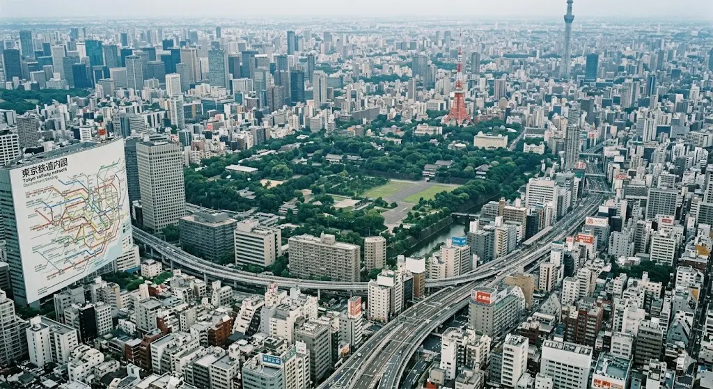 Aerial view of Tokyo cityscape